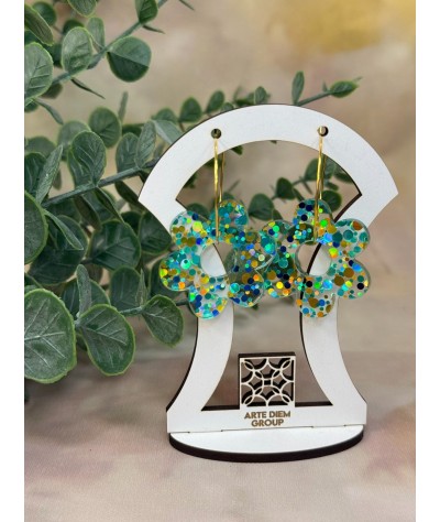 Flores spots azul y dorado